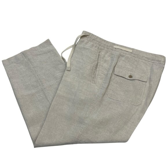 Tasso Elba Pants Mens 34x30 Oatmeal Straight Leg Drawstring Waist Beach Vacation